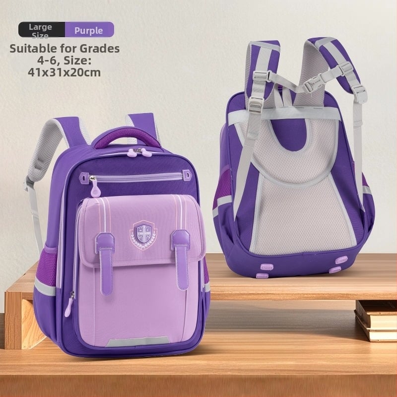 Детска раница за основно училище (1–6 клас) с голям капацитет, защита на гръбнака, водоустойчива, унисекс, извит раменен презрамник