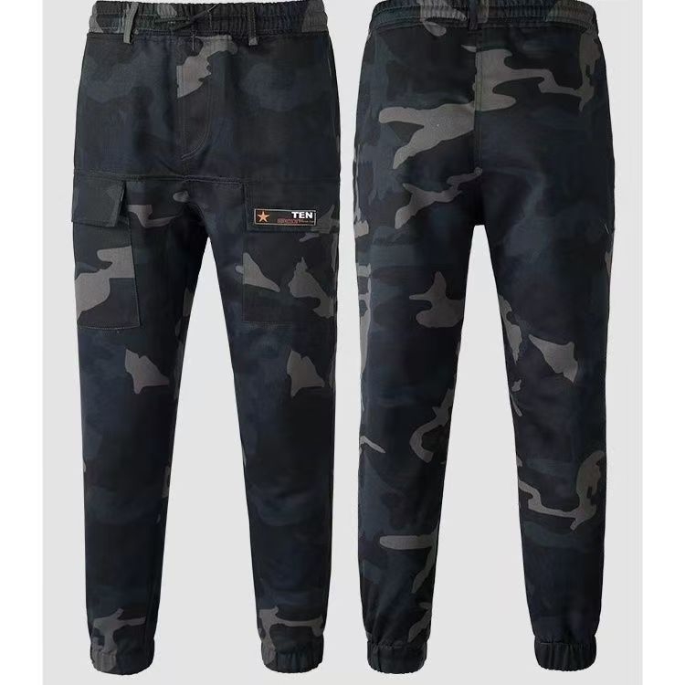 Costum de lucru exterior cu camuflaj pentru bărbați – buzunare mari, țesătură din amestec de bumbac (45% bumbac), căptușeală din bumbac (45%), respirabil, primăvară-toamnă, pentru atelier/fabrica (țesătură din amestec de bumbac; 45% bumbac în materialul de