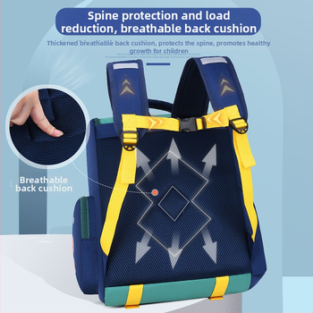 Унисекс ученическа раница за начално училище, Oxford плат, дишаща, водоустойчива, презрамки с въздушна подложка
