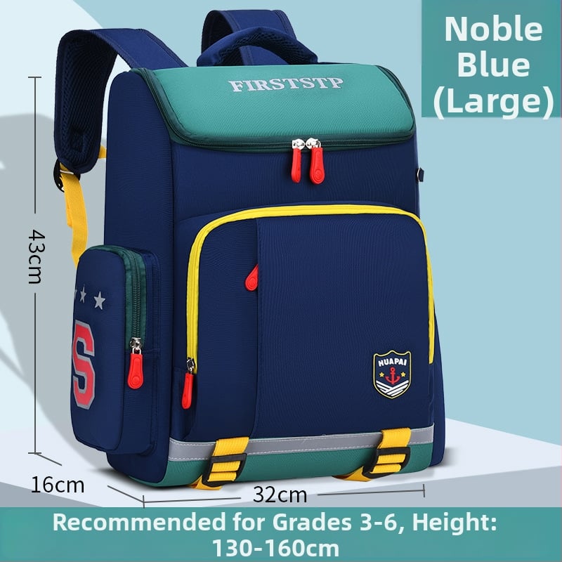 Унисекс ученическа раница за начално училище, Oxford плат, дишаща, водоустойчива, презрамки с въздушна подложка
