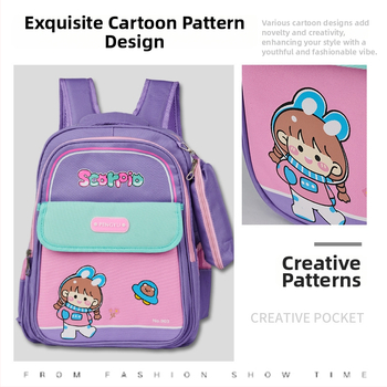 Детска ученическа раница с карикатурен принт, водоустойчива, ултралека, с голям капацитет, Oxford плат, за първи и втори клас