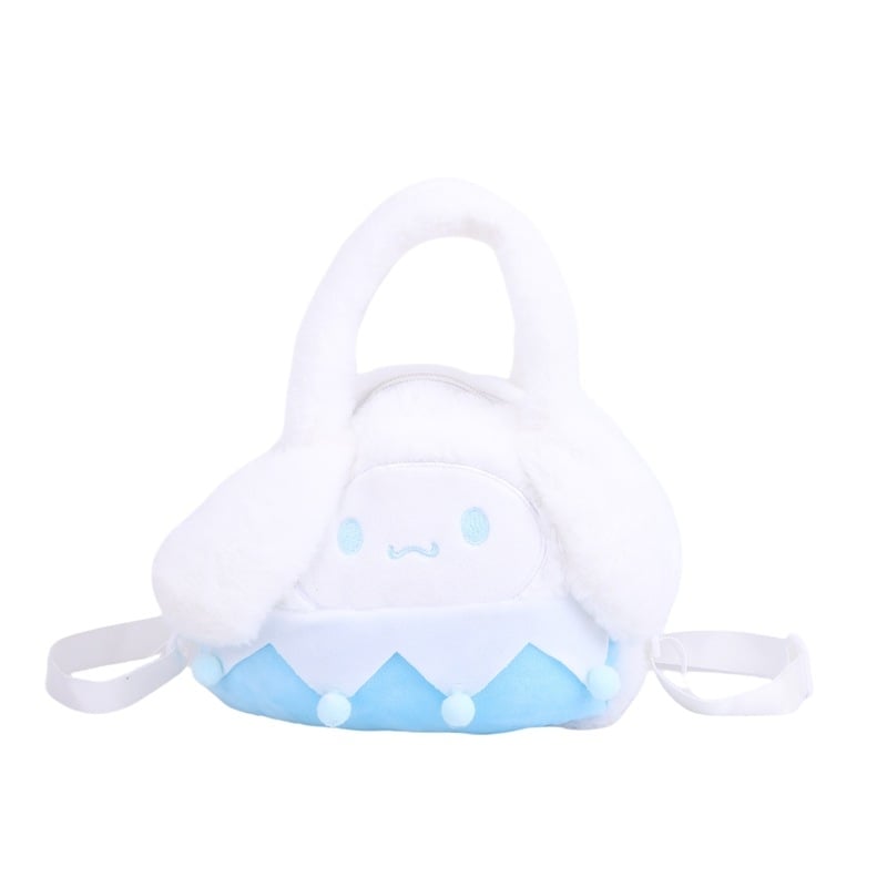 Плюшена детска презрамкова чанта, вертикално квадратна форма, цип за отваряне, джоб за ID карта