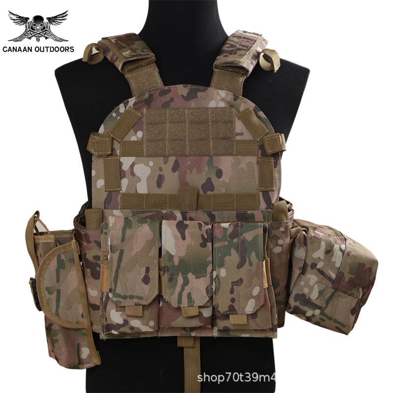 Тактическа жилетка за външни дейности, мултифункционална и лека, камуфляж (Материя: 600D Oxford; Шаблон: Камуфлаж; Функции: дишаща, водоустойчива, износоустойчива; Сезони: целогодишно)