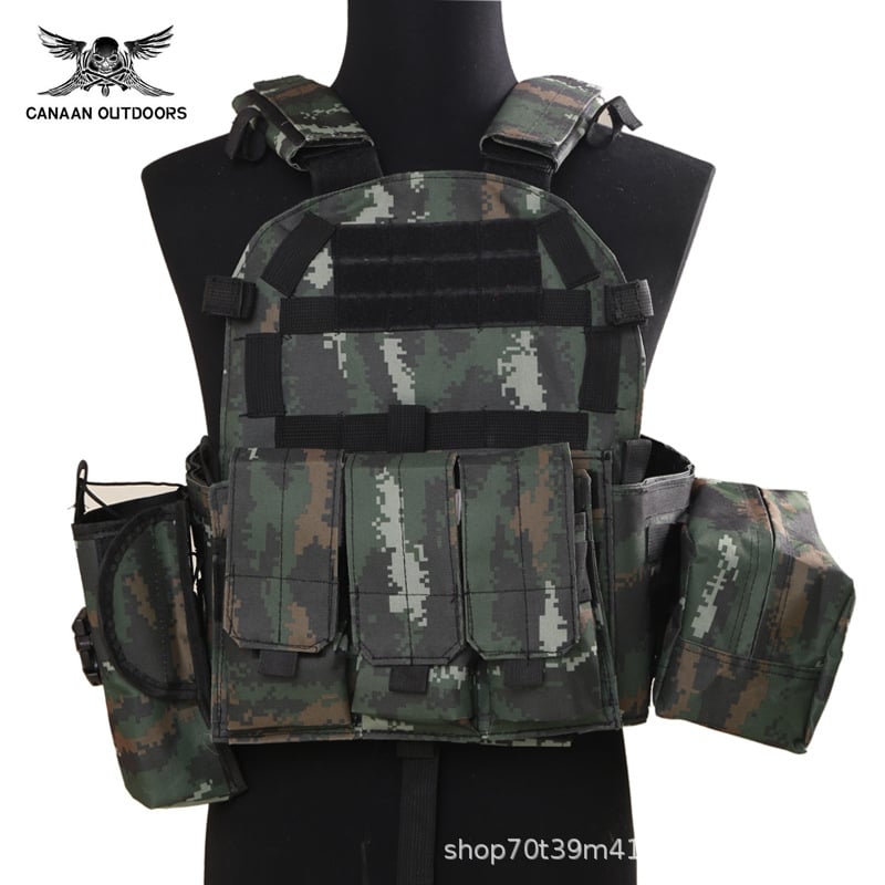 Тактическа жилетка за външни дейности, мултифункционална и лека, камуфляж (Материя: 600D Oxford; Шаблон: Камуфлаж; Функции: дишаща, водоустойчива, износоустойчива; Сезони: целогодишно)