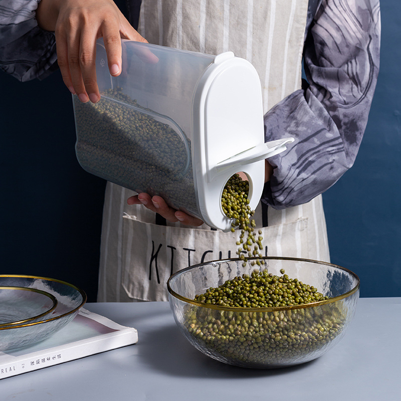 Kružna plastična posuda od PP za pohranu žitarica s zaptivnim poklopcem, kuhinjski spremnik za suhe namirnice, kapacitet 2,1–3 L, pogodan za mikrovalnu