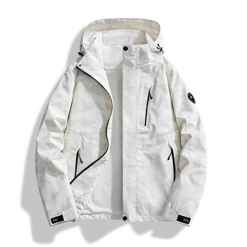 Geacă impermeabilă cu glugă, fermoar, croială lejeră, poliester, buzunare laterale, stil coreean, pentru bărbați
