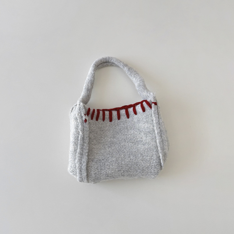 Geantă de mână pentru copii, tricotată - stil coreean, design urban minimalist, pentru vârsta 3–12 ani, cu spațiu de depozitare
