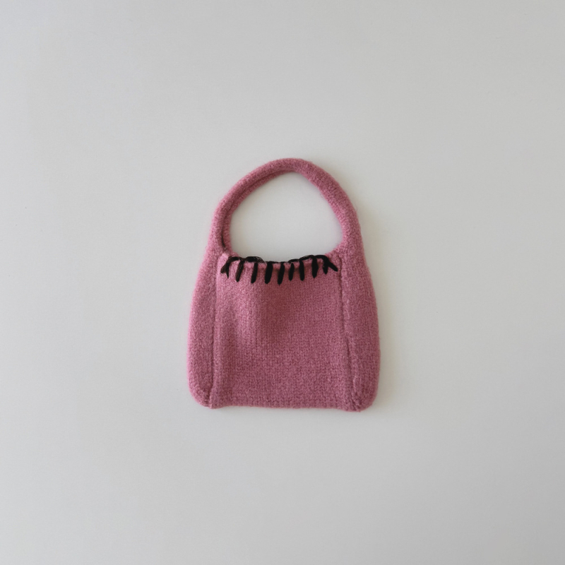 Geantă de mână pentru copii, tricotată - stil coreean, design urban minimalist, pentru vârsta 3–12 ani, cu spațiu de depozitare