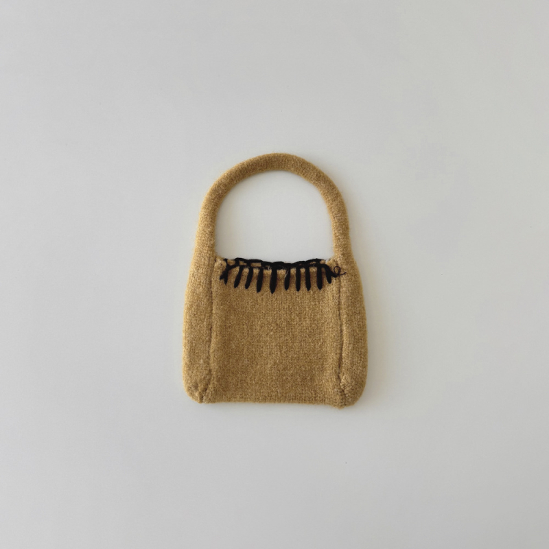 Geantă de mână pentru copii, tricotată - stil coreean, design urban minimalist, pentru vârsta 3–12 ani, cu spațiu de depozitare