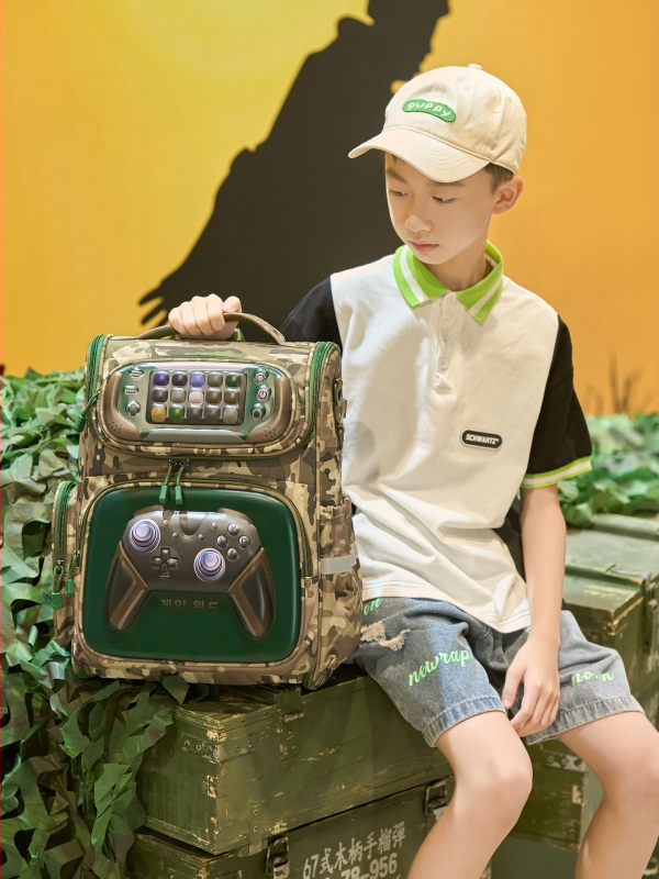 Rucsac școlar cu design camuflaj, din Oxford, impermeabil și ușor, protecție a coloanei