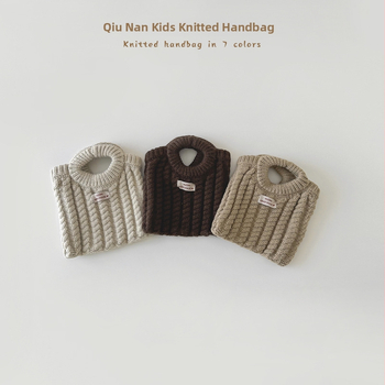Qiannan geantă pentru copii, tricotată, cu mâner de mână, toamnă–iarnă, model nou, pentru fete, stil urban minimalist; Material: tricot; Căptușeală: tricotată; Model: uniform