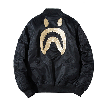 Jachetă bomber brodată, stil european-american, izolație groasă, închidere cu fermoar, guler înalt