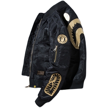 Jachetă bomber brodată, stil european-american, izolație groasă, închidere cu fermoar, guler înalt