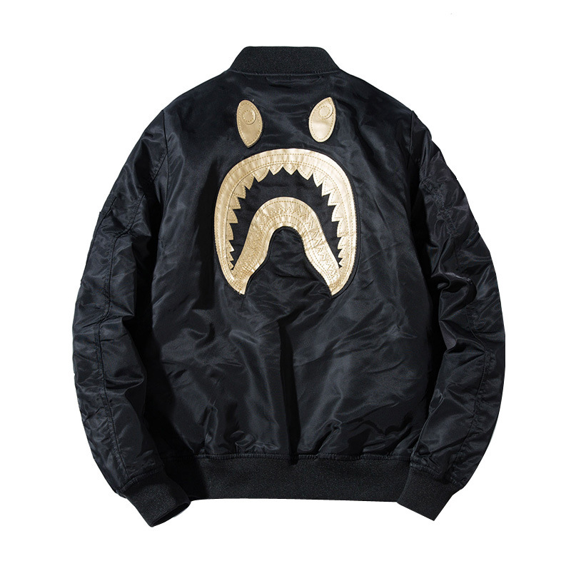 Jachetă bomber brodată, stil european-american, izolație groasă, închidere cu fermoar, guler înalt