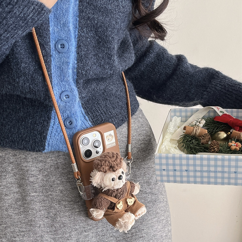 Αξεσουάρ κινητού με γούνα: πίσω κλιπ, λουρί crossbody, καθολικό λαιμό, φορητή βάση – στυλ καρτούν, Χειμώνας 2024