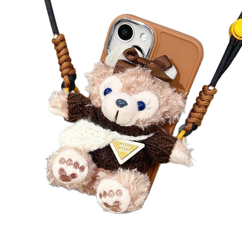 Αξεσουάρ κινητού με γούνα: πίσω κλιπ, λουρί crossbody, καθολικό λαιμό, φορητή βάση – στυλ καρτούν, Χειμώνας 2024