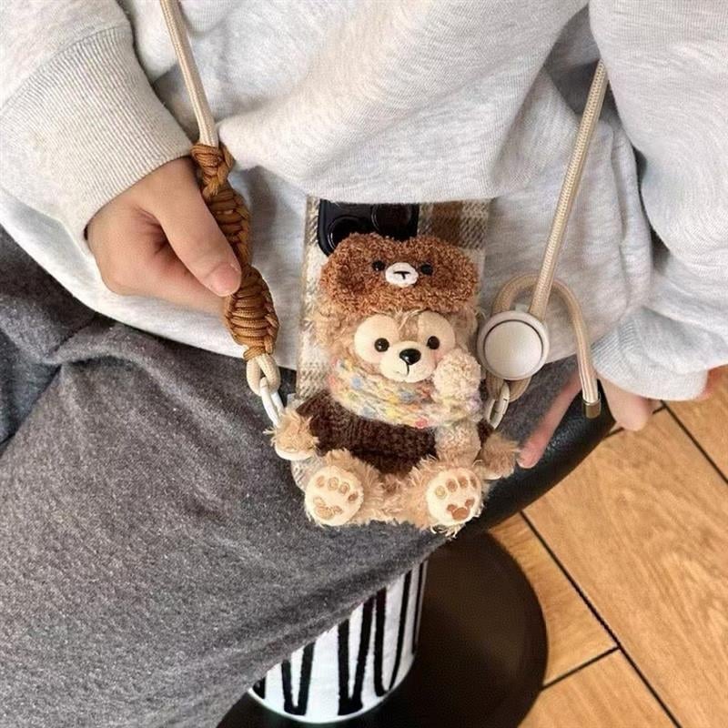 Αξεσουάρ κινητού με γούνα: πίσω κλιπ, λουρί crossbody, καθολικό λαιμό, φορητή βάση – στυλ καρτούν, Χειμώνας 2024