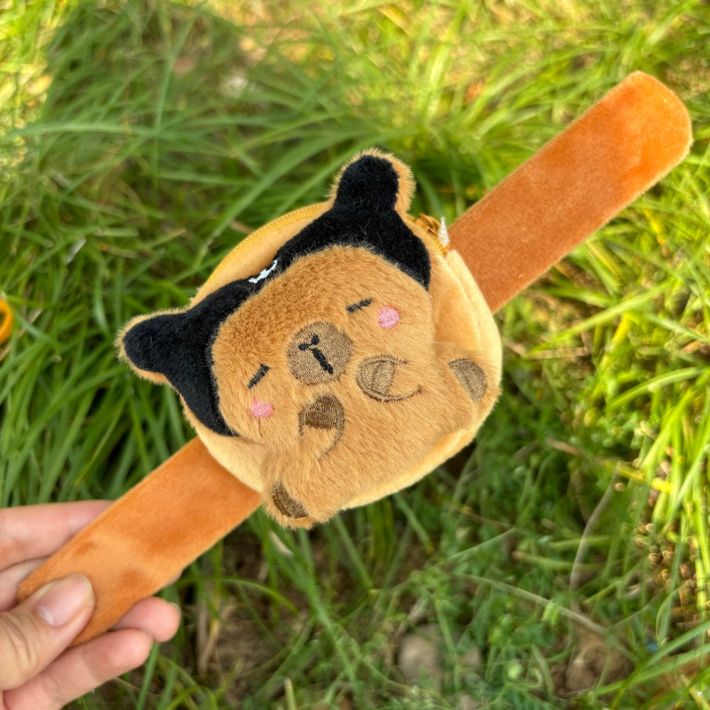 Плюшено портмоне за монети с пръстен за щипка, унисекс, за деца, образ на капибара