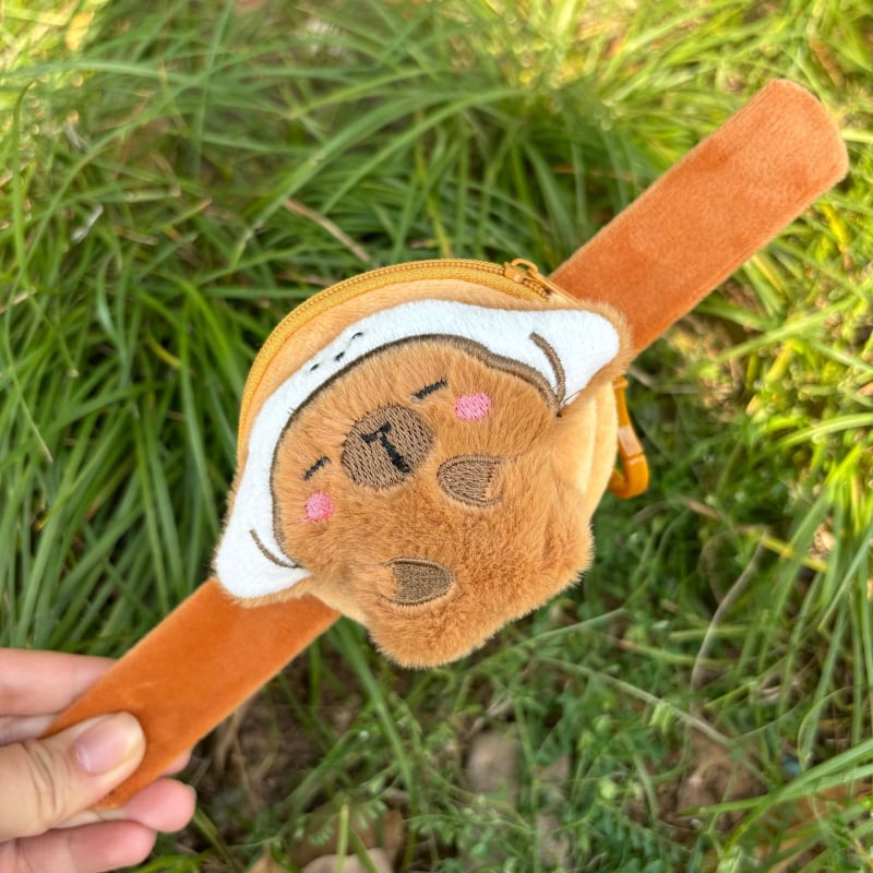 Плюшено портмоне за монети с пръстен за щипка, унисекс, за деца, образ на капибара