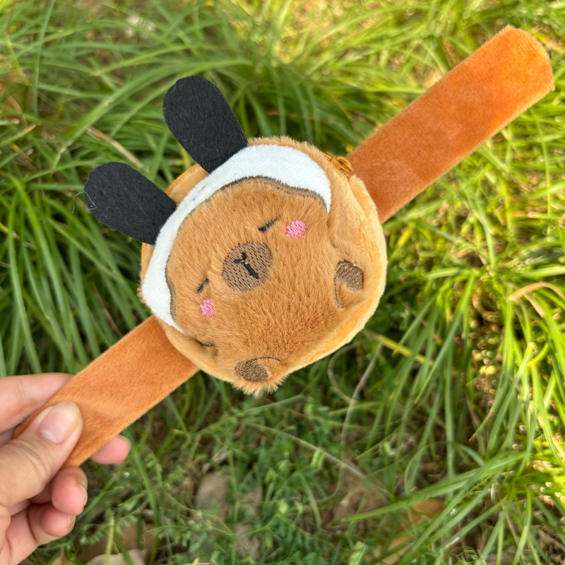 Плюшено портмоне за монети с пръстен за щипка, унисекс, за деца, образ на капибара