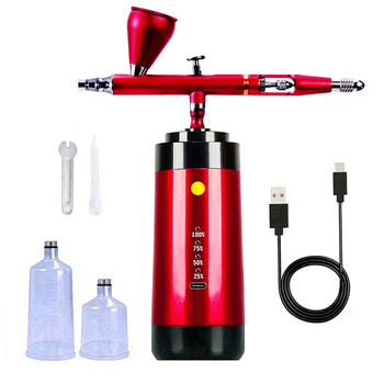 Električni aerograf s dvostrukim djelovanjem i automatskim pokretanjem/prekidanjem; maksimalni tlak 25; optimalna udaljenost prskanja 150–200; kompatibilni kapaciteti 7cc, 20cc, 40cc