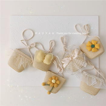 Geantă de paie pentru fete, cu imprimeu floral, respirabilă și ultraușoară, pentru utilizare zilnică