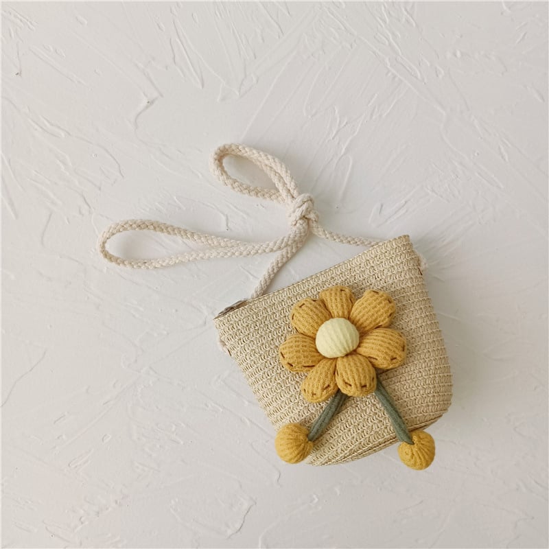 Geantă de paie pentru fete, cu imprimeu floral, respirabilă și ultraușoară, pentru utilizare zilnică