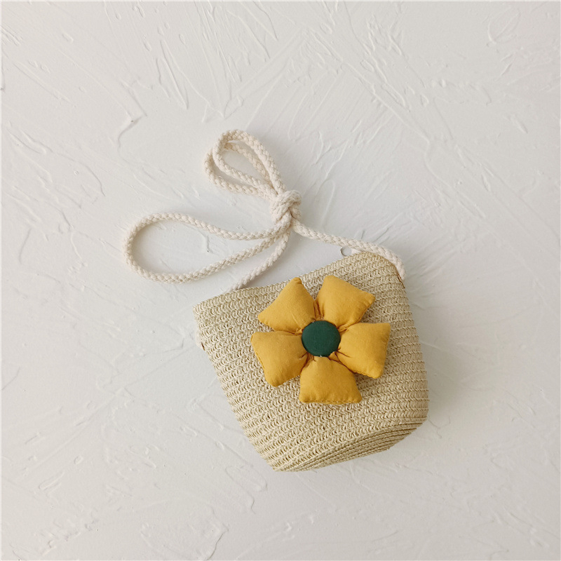 Geantă de paie pentru fete, cu imprimeu floral, respirabilă și ultraușoară, pentru utilizare zilnică