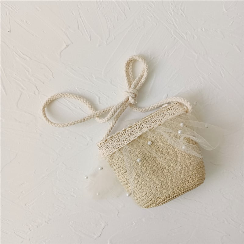 Geantă de paie pentru fete, cu imprimeu floral, respirabilă și ultraușoară, pentru utilizare zilnică