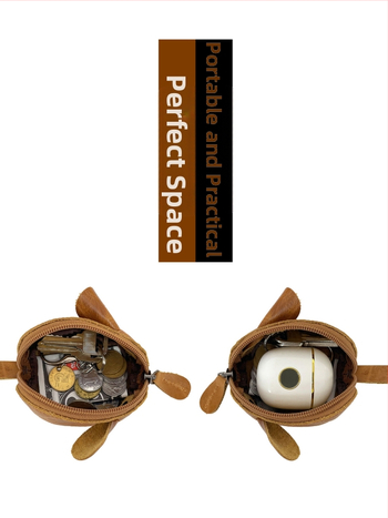 монетник и ключодържател от естествена кожа, първи слой телешка кожа, анимационен мотив с мишка, унисекс