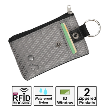 Mini novčanik za kovance s RFID blokiranjem i zaštitom kartica, zatvarač, vodoravni kvadratni oblik, poliester karirani uzorak