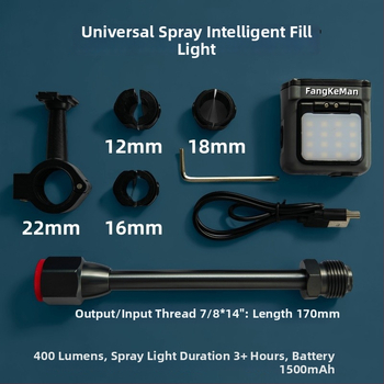 Пистолет за пръскане с интелигентно зареждане, LED светлина за запълване, висока яркост, дълъг живот на батерията, водоустойчив