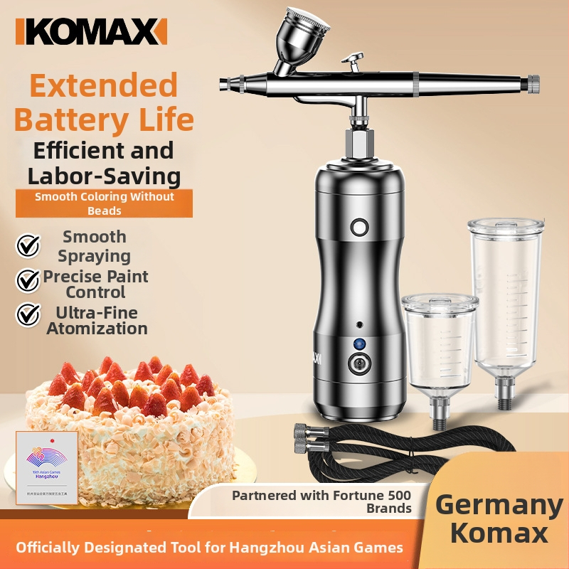 Tortový sprejový airbrush, bezdrôtový, elektrický — na mousse a pigmenty, nabíjateľná Li-ion batéria, 12V, značka Comes