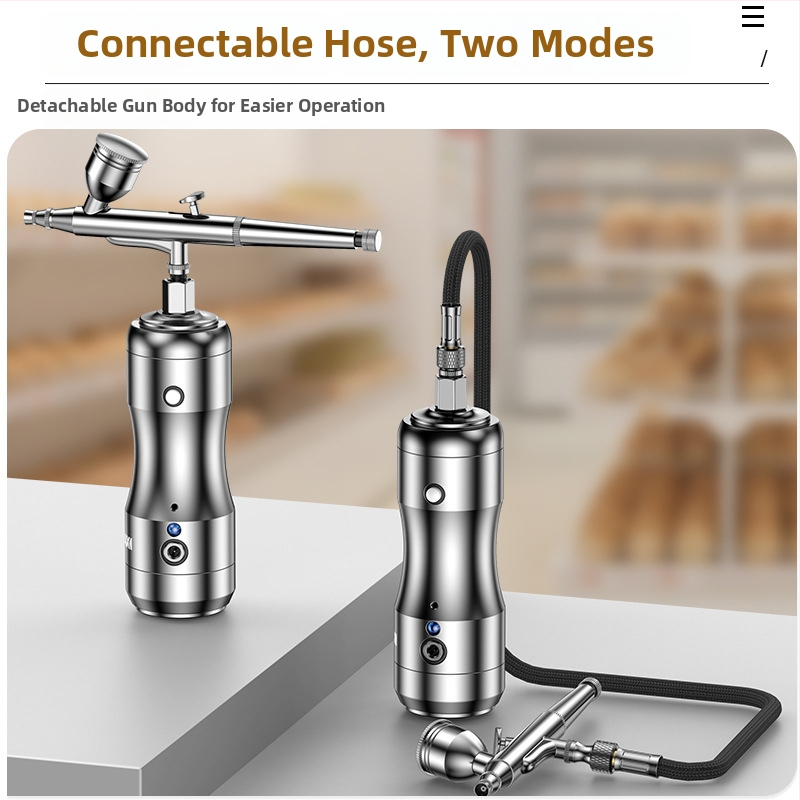 Tortový sprejový airbrush, bezdrôtový, elektrický — na mousse a pigmenty, nabíjateľná Li-ion batéria, 12V, značka Comes