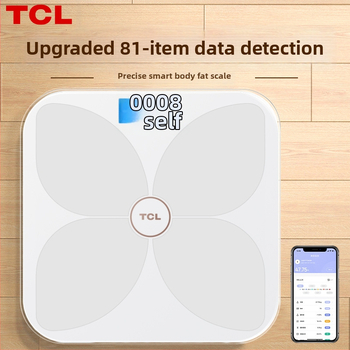 TCL 6039-SY Váha na telesný tuk, kapacita 180 kg, 3-palcový LED displej, USB napájanie, analýza telesného tuku a vody, temperované sklo