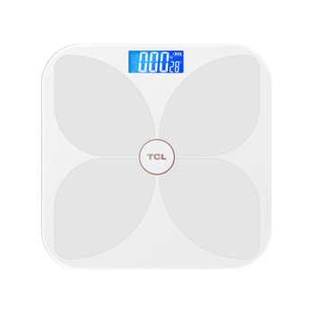 TCL 6039-SY Везна за телесни мазнини, капацитет 180 кг, 3-инчов LED дисплей, USB захранване, анализ на телесни мазнини и вода, закалено стъкло