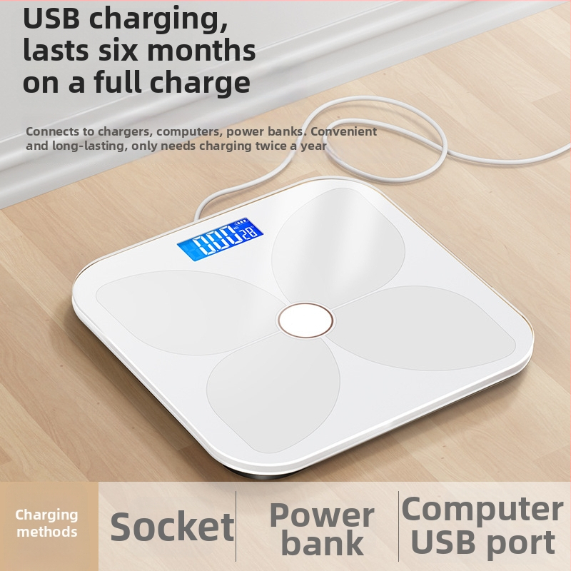 TCL 6039-SY Váha na telesný tuk, kapacita 180 kg, 3-palcový LED displej, USB napájanie, analýza telesného tuku a vody, temperované sklo