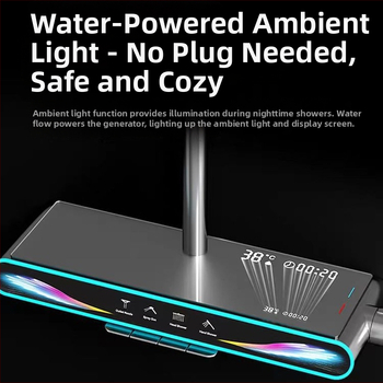 Σετ κεφαλής ντους με ευφυή ψηφιακή οθόνη, έλεγχο θερμοκρασίας, λειτουργίες φυσαλίδων και βροχής, χαλκό σώμα, εντοιχισμένη εγκατάσταση