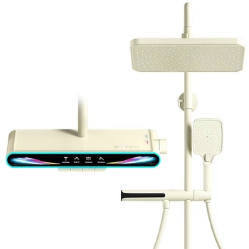 Σετ κεφαλής ντους με ευφυή ψηφιακή οθόνη, έλεγχο θερμοκρασίας, λειτουργίες φυσαλίδων και βροχής, χαλκό σώμα, εντοιχισμένη εγκατάσταση