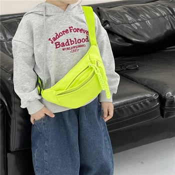 Dječja crossbody torba u korejskom stilu, jednobojna platnena torba s podstavom poliesterom; Materijal: Platno; Podstava: Poliester; Vzor: Jednobojan; Stil: Modern Tide Cool; Uzrast: Vrtić
