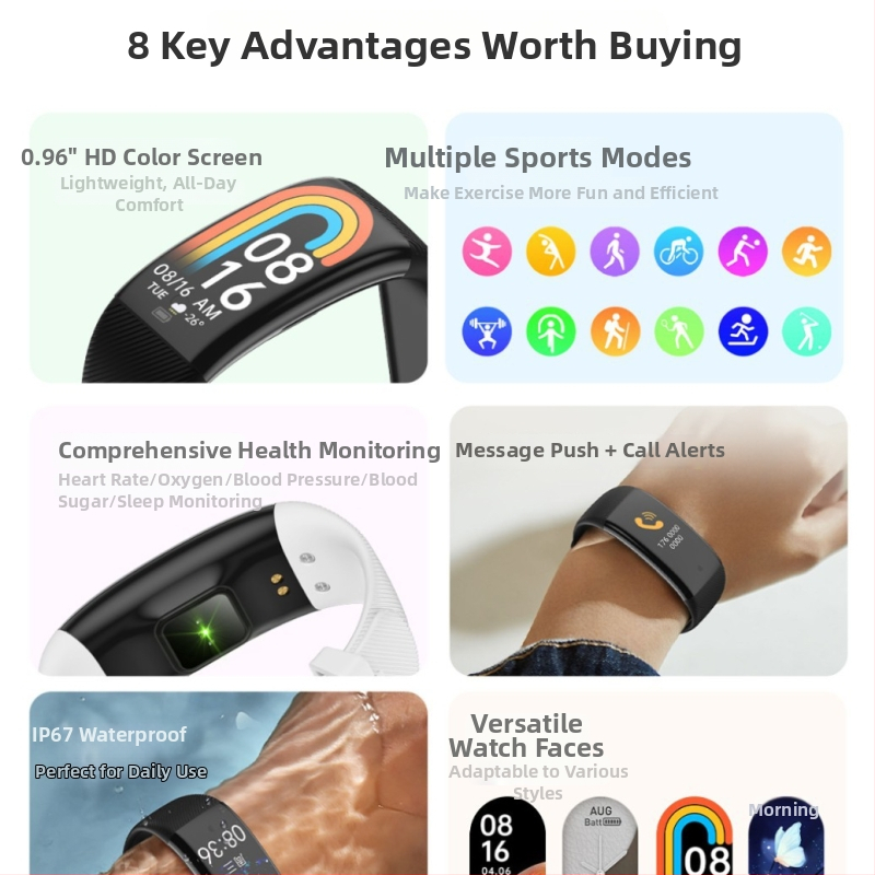 C5Plus sporta viedā aproce ar sirdsdarbības ātruma mērīšanu, asinsspiedienu, skābekļa līmeni asinīs, miega uzraudzību un soļu skaitīšanu