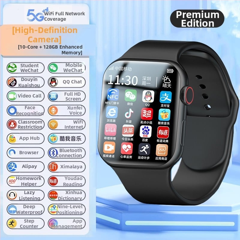 Pametni sat s 5G Androidom, SIM karticom, NFC, Bluetooth pozivi, AMOLED zaslon, praćenje srčanog ritma i tjelesne temperature (AMOLED zaslon; SIM kartica; NFC; Bluetooth pozivi; Praćenje srčanog ritma i tjelesne temperature)