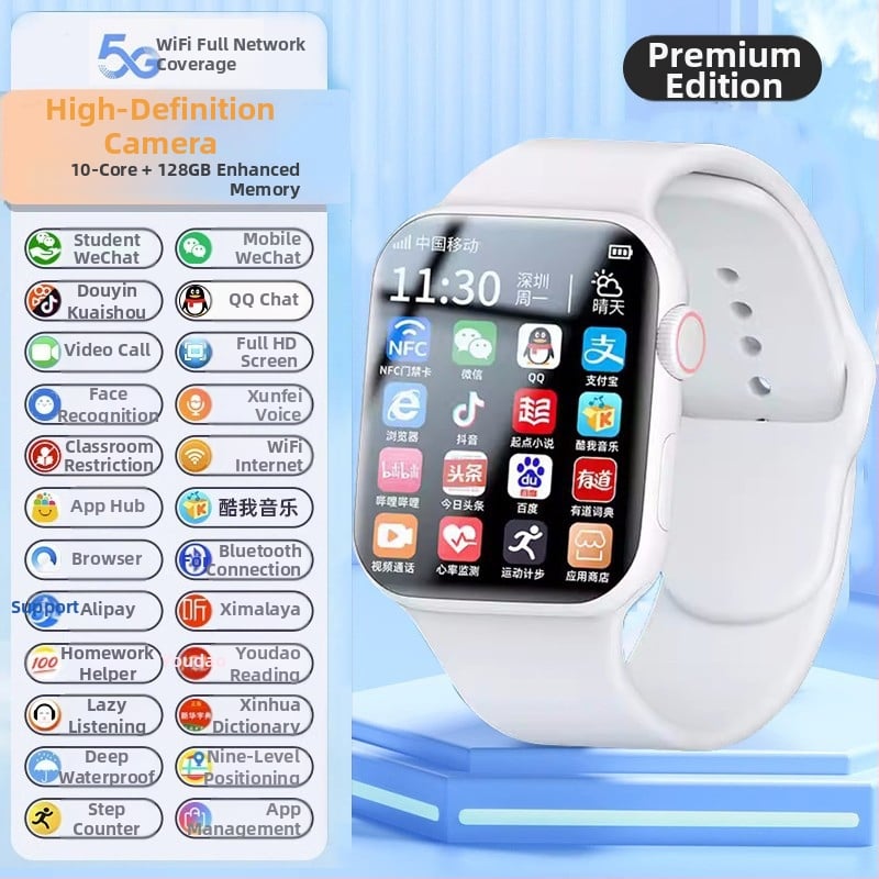 Pametni sat s 5G Androidom, SIM karticom, NFC, Bluetooth pozivi, AMOLED zaslon, praćenje srčanog ritma i tjelesne temperature (AMOLED zaslon; SIM kartica; NFC; Bluetooth pozivi; Praćenje srčanog ritma i tjelesne temperature)