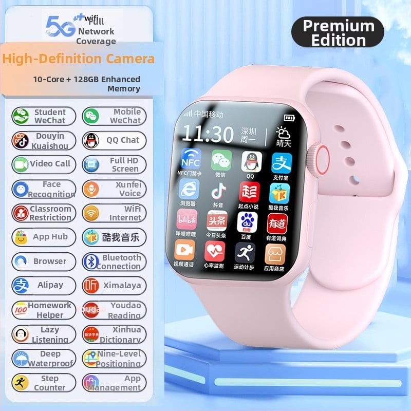 Pametni sat s 5G Androidom, SIM karticom, NFC, Bluetooth pozivi, AMOLED zaslon, praćenje srčanog ritma i tjelesne temperature (AMOLED zaslon; SIM kartica; NFC; Bluetooth pozivi; Praćenje srčanog ritma i tjelesne temperature)