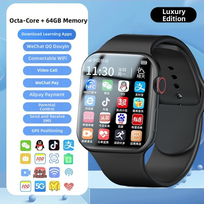 Pametni sat s 5G Androidom, SIM karticom, NFC, Bluetooth pozivi, AMOLED zaslon, praćenje srčanog ritma i tjelesne temperature (AMOLED zaslon; SIM kartica; NFC; Bluetooth pozivi; Praćenje srčanog ritma i tjelesne temperature)