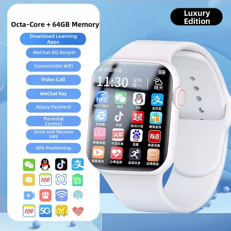 Pametni sat s 5G Androidom, SIM karticom, NFC, Bluetooth pozivi, AMOLED zaslon, praćenje srčanog ritma i tjelesne temperature (AMOLED zaslon; SIM kartica; NFC; Bluetooth pozivi; Praćenje srčanog ritma i tjelesne temperature)