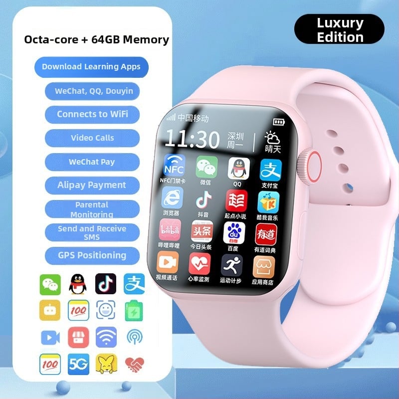 Pametni sat s 5G Androidom, SIM karticom, NFC, Bluetooth pozivi, AMOLED zaslon, praćenje srčanog ritma i tjelesne temperature (AMOLED zaslon; SIM kartica; NFC; Bluetooth pozivi; Praćenje srčanog ritma i tjelesne temperature)