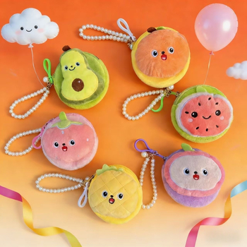 Filc novčanik s voćnim dizajnom za djecu, privjesak za ključeve i torbica za pohranu (Materijal: Filc; Uzorak: Animirani crtani; Stil: Dječji crtani; Funkcija: Prozračan, Ultra lagan; Preklop: 1)