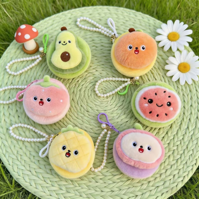 Filc novčanik s voćnim dizajnom za djecu, privjesak za ključeve i torbica za pohranu (Materijal: Filc; Uzorak: Animirani crtani; Stil: Dječji crtani; Funkcija: Prozračan, Ultra lagan; Preklop: 1)