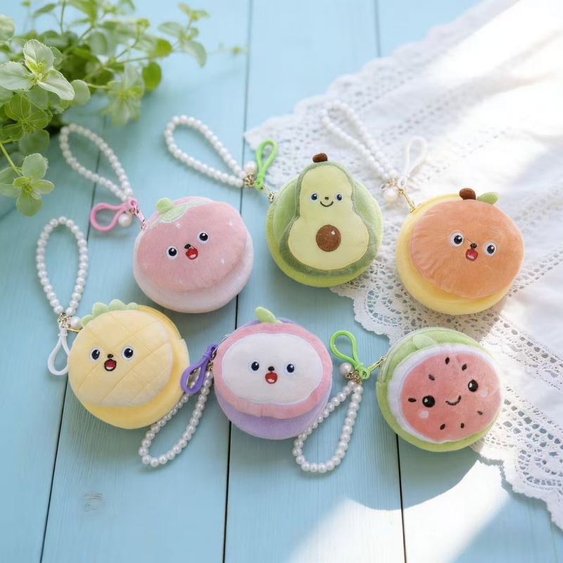 Filc novčanik s voćnim dizajnom za djecu, privjesak za ključeve i torbica za pohranu (Materijal: Filc; Uzorak: Animirani crtani; Stil: Dječji crtani; Funkcija: Prozračan, Ultra lagan; Preklop: 1)